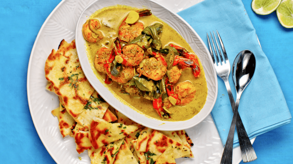 Sri Lankan Prawn Curry with Kefir Flatbreads