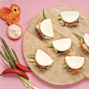 Pork Belly Bao with Papaya Slaw