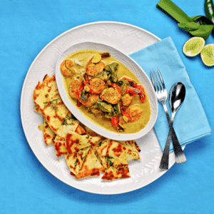 Sri Lankan Prawn Curry with Kefir Flatbreads